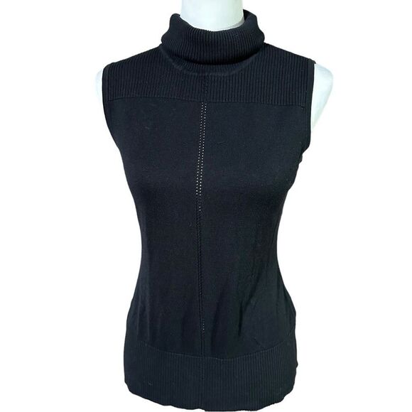Calvin Klein Black Sleeveless Turtleneck Lightweight Sweater Sz Small - Picture 3 of 11